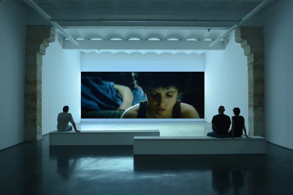 « Maïder Fortuné - Carrousel », vue de l’exposition au Frac Languedoc-Roussillon, Montpellier, 11/07 – 19/09/2015. Carrousel, 2010, vidéo, 12 min. Collection Frac Languedoc-Roussillon. Photo Pierre Schwartz