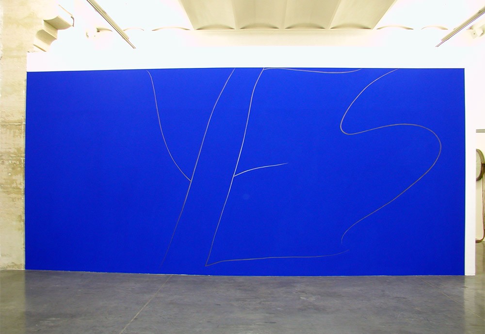 Jessica Diamond, Rain which Falls as Yes, 1998, Peinture murale Collection Frac LR