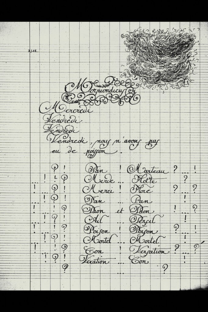 Didier Trenet, Mille Merdis Madame, 1993, jeu de 201 bromures réalisé à partir de cahiers dessinés originaux, 201 x (33,5 x 26 cm) - Collection Frac Occitanie Montpellier. © Adagp, Paris 2022