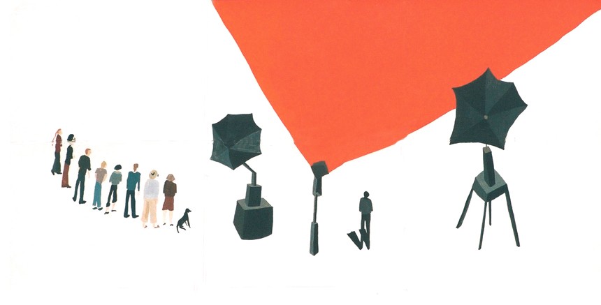 Valérie du Chéné, Les Plongeurs de Corte - Orange persan, 2004, gouache sur papier, dimensions variables – Collection Frac Occitanie Montpellier. Photo V. du Chéné