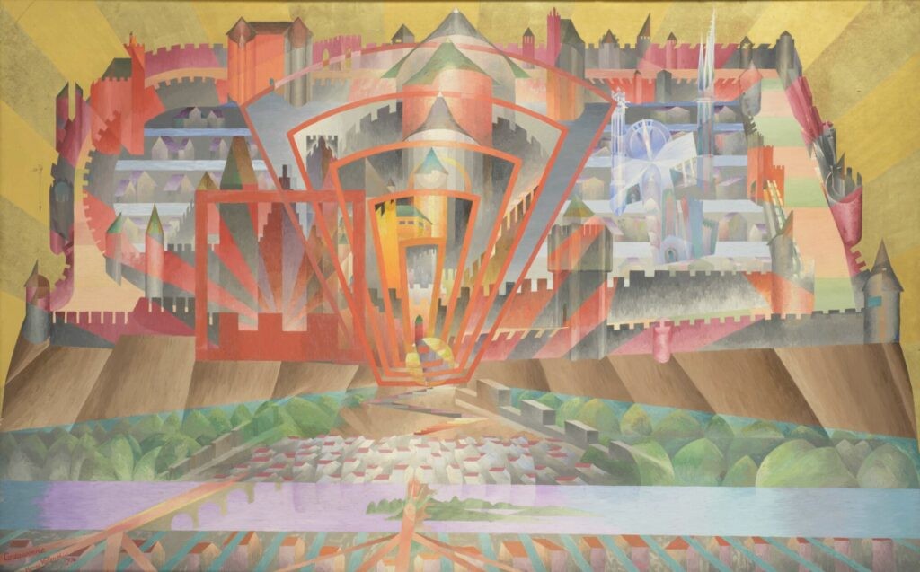 Henri Valensi, Carcassonne, peinture à l'huile sur panneau, 1934 - Collection Musée des Beaux Arts de Carcassonne